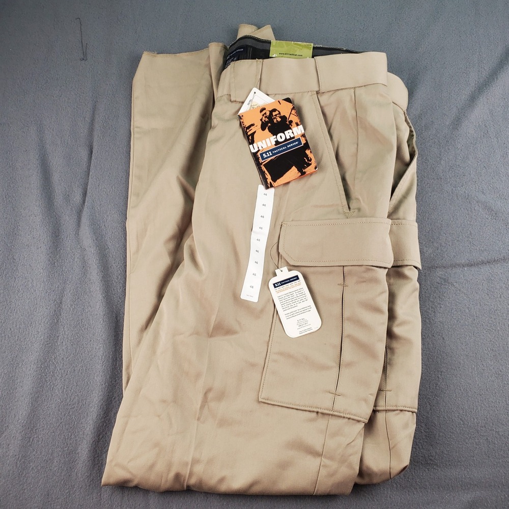 5.11 Tactical Series‎ Uniform Khaki Pants Men's Cargo Work Utility 46x Unhemmed